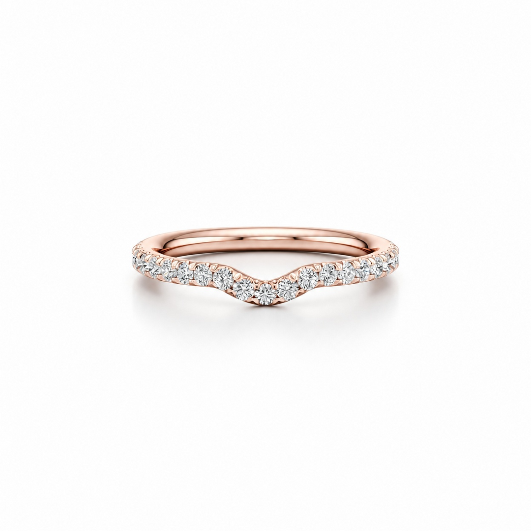 Luna Arch Wedding Band - Single Row Pavé