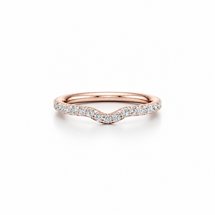 Luna Arch Wedding Band - Single Row Pavé