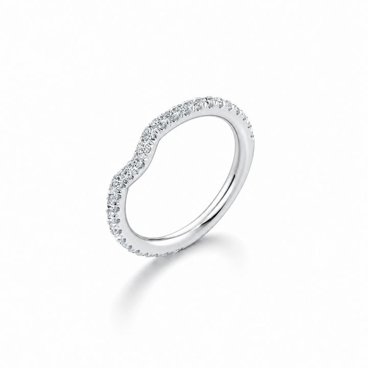 Luna Arch Wedding Band - Single Row Pavé