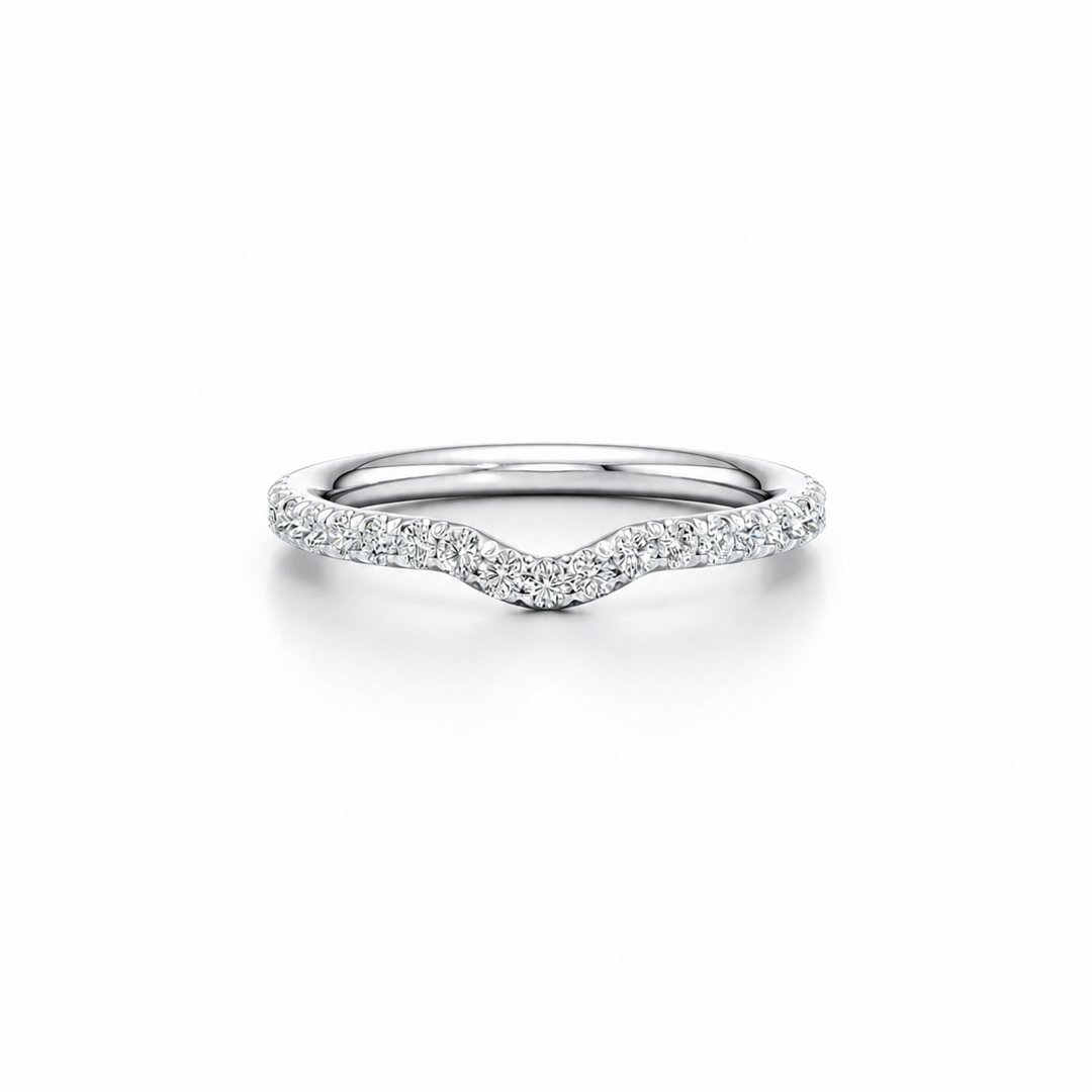 Luna Arch Wedding Band - Single Row Pavé