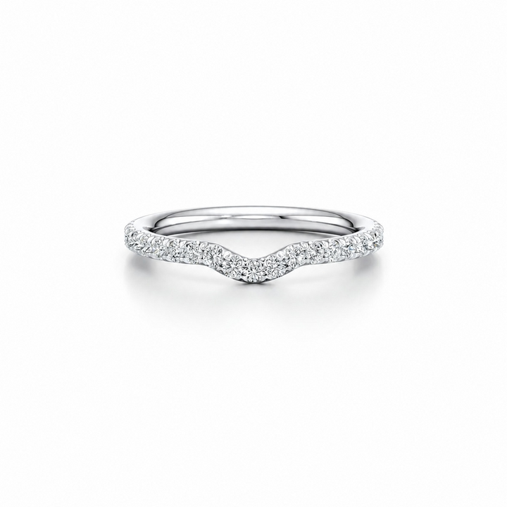 Luna Arch Wedding Band - Single Row Pavé