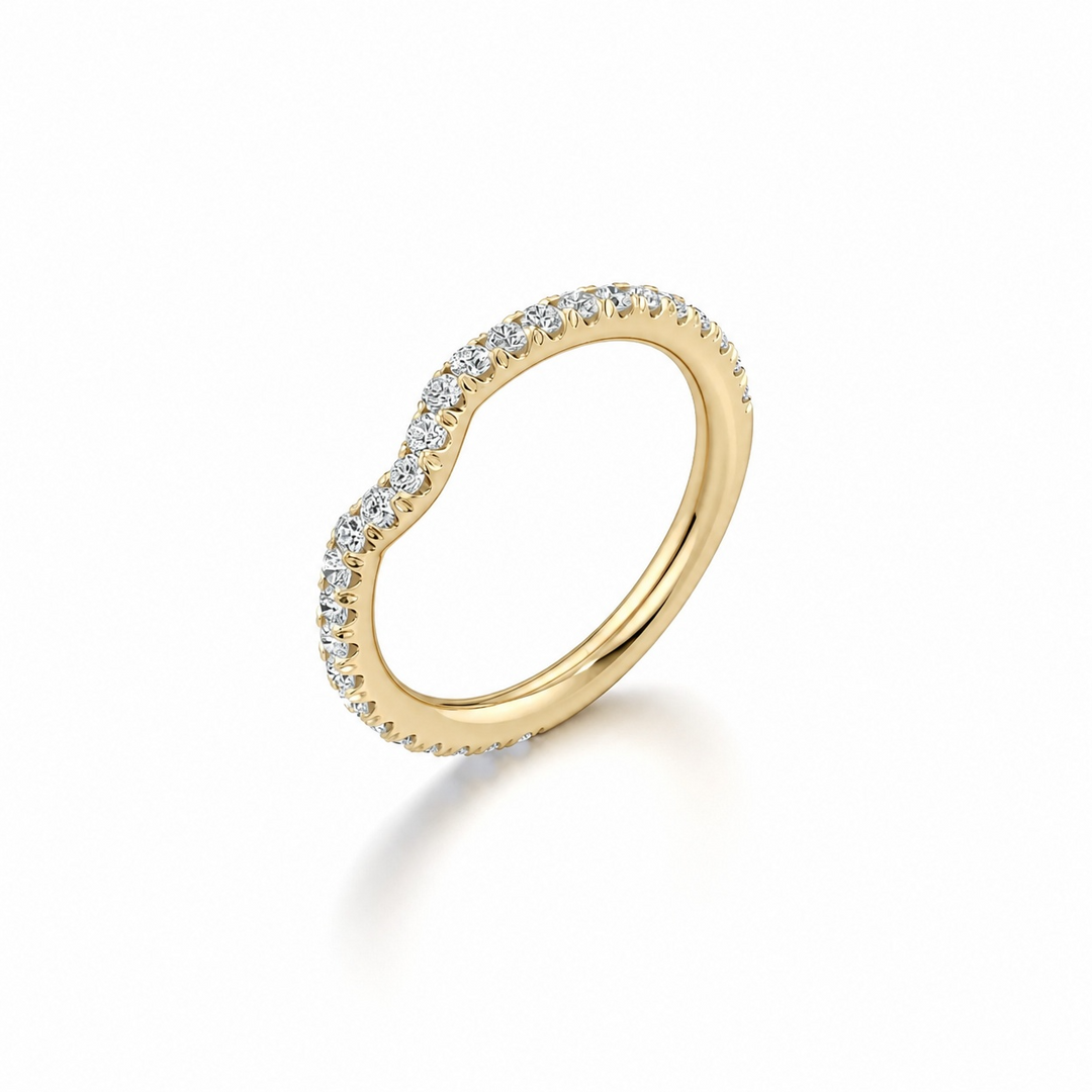 Luna Arch Wedding Band - Single Row Pavé