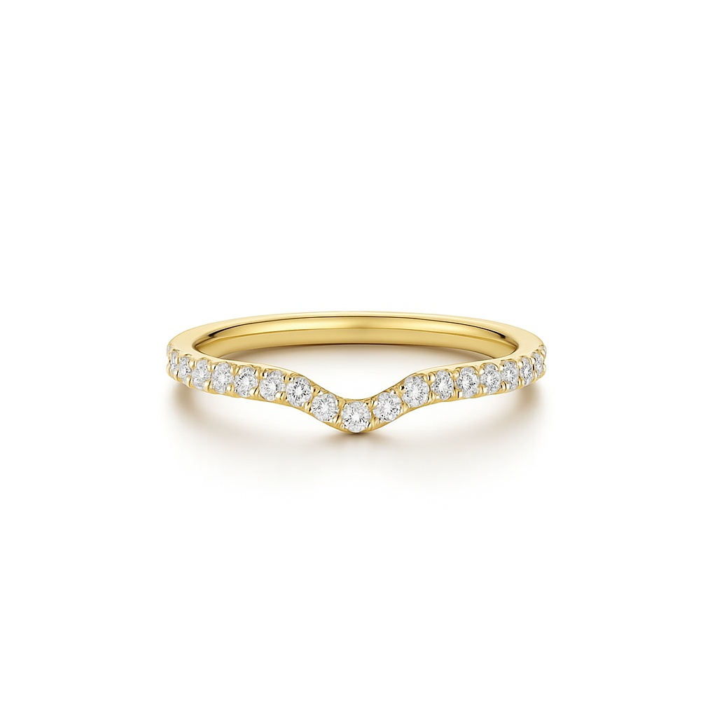 Luna Arch Wedding Band - Single Row Pavé